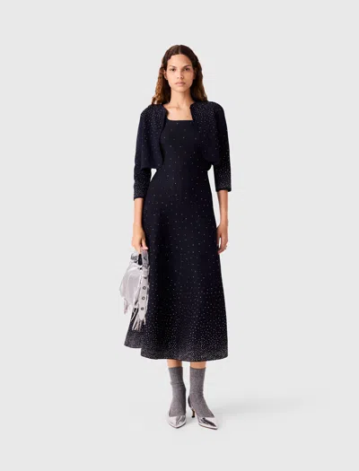 Maje Rhinestone Cardigan In Black