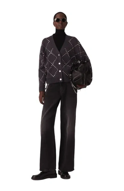 MAJE MAJE RHINESTONE CHECK CARDIGAN