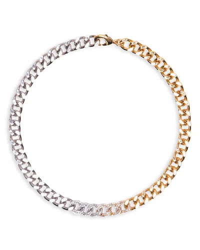 Maje Womens Gold Silver Rhinestone-embellished Brass Chain Necklace