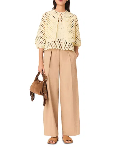 Maje Rhinestone Crochet Cardigan In Neutral