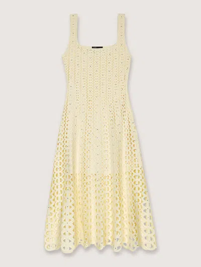 MAJE RHINESTONE CROCHET MIDI DRESS