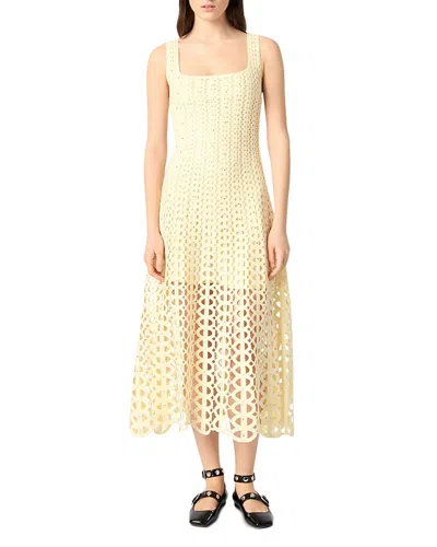 MAJE RHINESTONE CROCHET MIDI DRESS