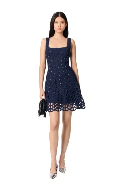 MAJE MAJE RHINESTONE CROCHET MINI DRESS