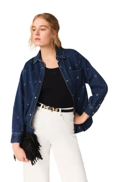 MAJE MAJE RHINESTONE DENIM SHIRT