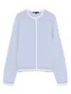 Maje Womens Blue Rhinestone-embellished Contrast-trim Stretch Wool-blend Cardigan In White
