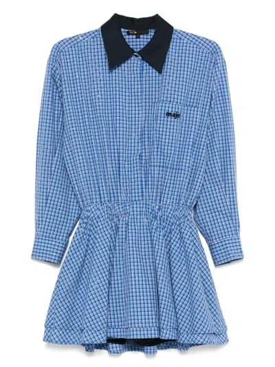 Maje Rhinestone-embellished Checked Mini Dress In Blue