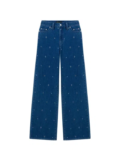 Maje Rhinestone-embellished Jeans In Blue
