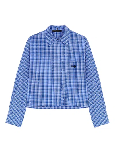 Maje Rhinestone-embellished Shirt In Blue