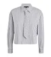 Maje Rhinestone-embellished Stripe Shirt In Gray
