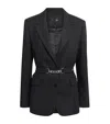 Maje Rhinestone-embellished Striped Suit Jacket In Black