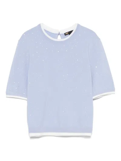 Maje Rhinestone-embellished T-shirt In Blue