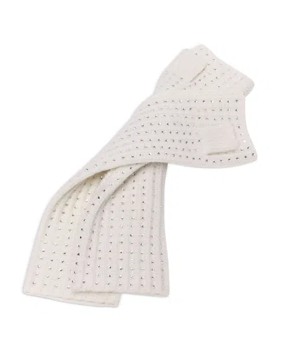 Maje Rhinestone Embellished Wool Fingerless Mittens In Neutral