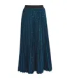Maje Rhinestone Pleated Midi Skirt In Blue
