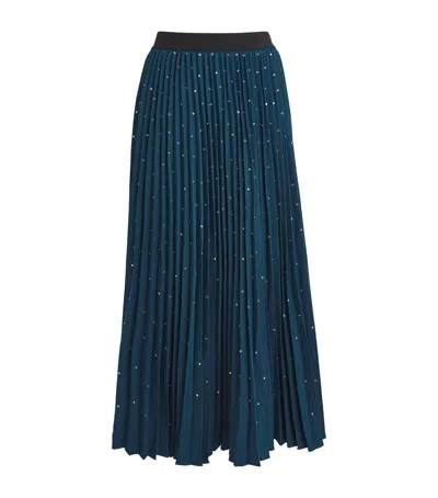 MAJE RHINESTONE PLEATED MIDI SKIRT