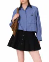Maje Rhinestone Shirt With Removable Collar In Blue