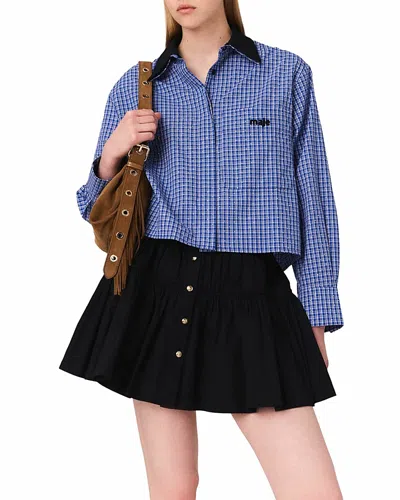 Maje Rhinestone Shirt With Removable Collar In Blue