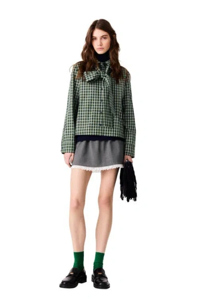 Maje Rhinestone Shirt With Tie In Green