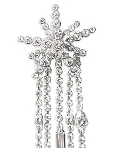 Maje Rhinestone Shooting Star Asymmetrical Drop Earrings In Silver Tone
