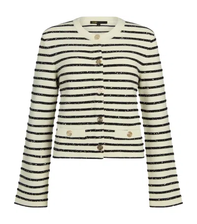 Maje Rhinestone Sleeveless Cardigan In Neutral