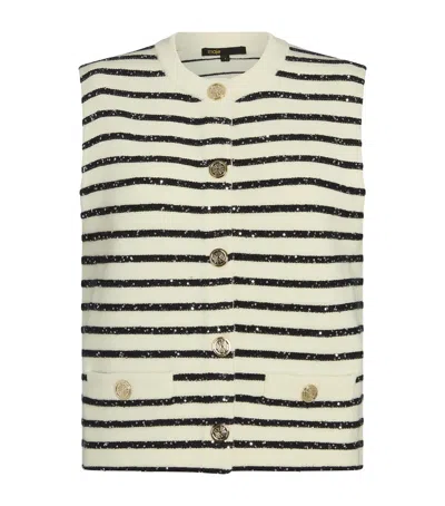 Maje Rhinestone Sleeveless Cardigan In Neutral