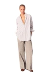 Maje Rhinestone Striped Shirt In Neutral