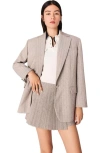 Maje Rhinestone Striped Suit Blazer In Burgundy