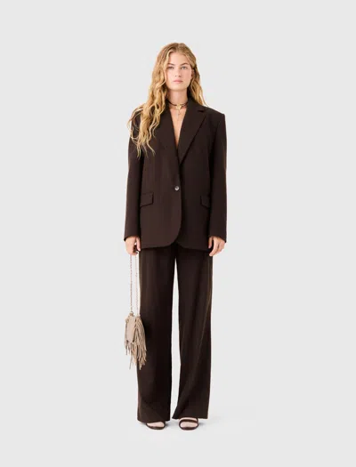 Maje Rhinestone Suit Jacket In Brown