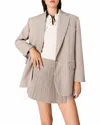 Maje Womens Light Grey Rhinestone-embellished Single-breasted Stretch-woven Blazer In Gray