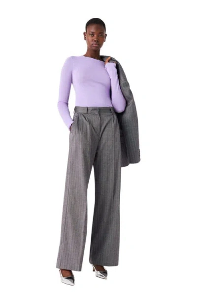 Maje Rhinestone Suit Trousers In Grey