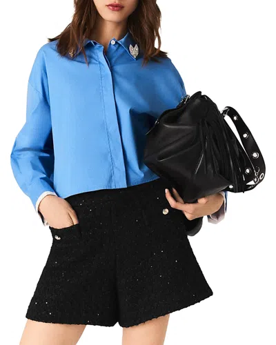 MAJE RHINESTONE TWEED SHORTS