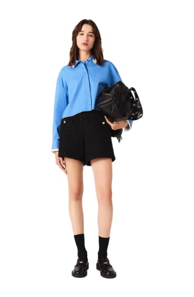 MAJE MAJE RHINESTONE TWEED SHORTS