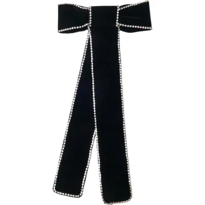 Maje Rhinestone Velvet Bow Barrette In Black