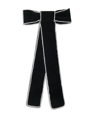 Maje Rhinestone Velvet Bow Hair Barrette In Black