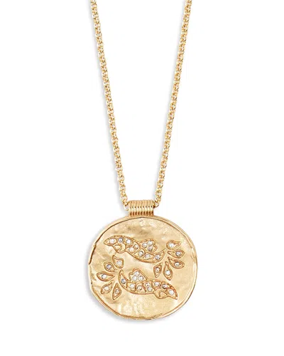Maje Rhinestone Zodiac Pendant Necklace In Gold Tone, 26.5-29.5 In Pisces