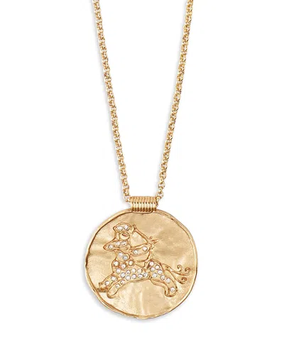 Maje Rhinestone Zodiac Pendant Necklace In Gold Tone, 26.5-29.5 In Sagittariu