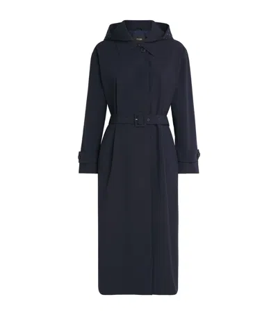Maje Rhinestone-detail Trench Coat In Blue