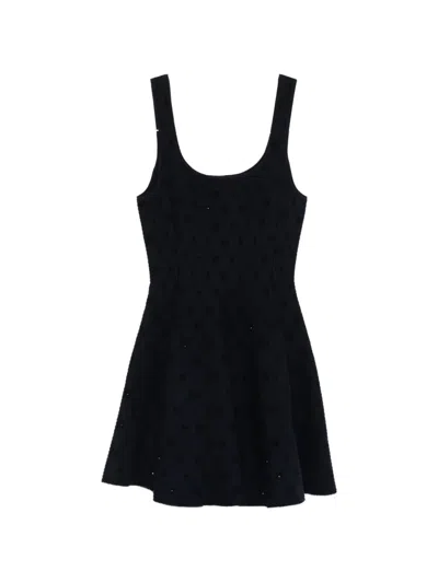 Maje Rhinestone-embellished Sleeveless Mini Dress In Blue