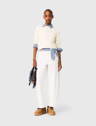 Maje Rhinestone-front Cardigan In White