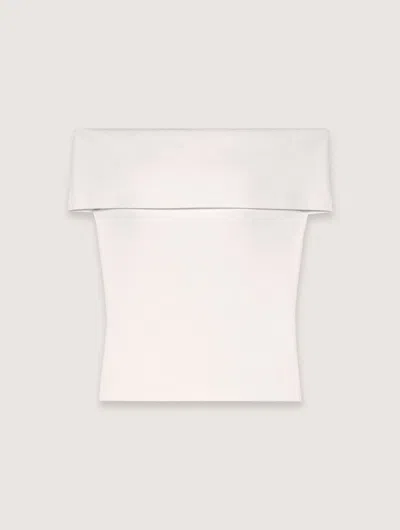 MAJE RIB KNIT BARDOT-NECK TOP