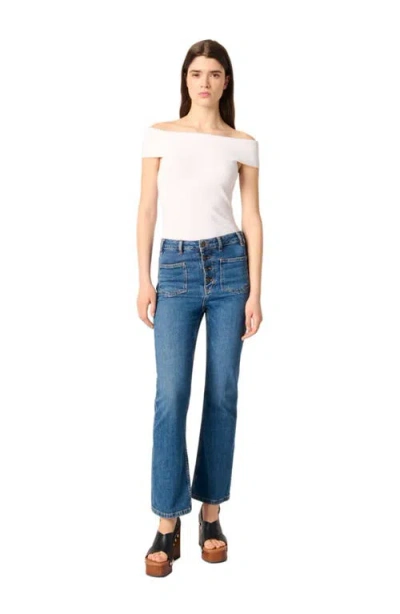 MAJE MAJE RIB KNIT BARDOT-NECK TOP