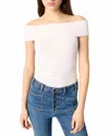 Maje Womens Blanc Bardot-neck Slim-fit Stretch-woven Top In White