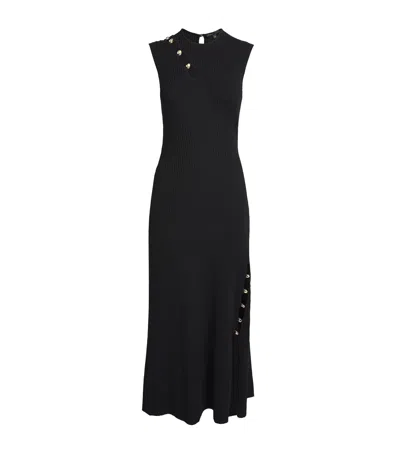 Maje Womens Black Ribbed Cut-out Stretch-knit Maxi Dress