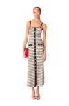 Maje Womens Stripe-pattern Ribbed-knit Cotton-blend Maxi Dress Bleus In Navy/ecru