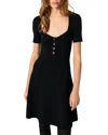 Maje Rib Knit Short Dress In Black