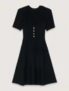Maje Ribbed Mini Dress In Black