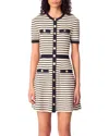 Maje Womens Stripe-pattern Short-sleeve Cotton-blend Mini Dress Bleus In Navy Ecru