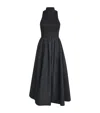 Maje Rib-knit Taffeta Midi Dress In Black