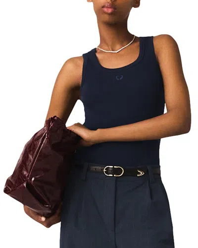 Maje Rib Knit Tank Top In Blue