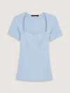 Maje Rib Knit Top In Blue Sky