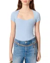 Maje Rib Knit Top In Blue Sky